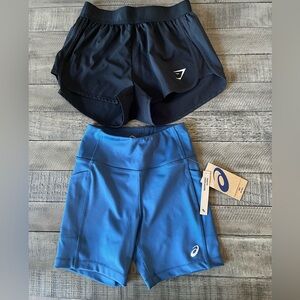 Like NEW Gym shark short and NWT ASICS short